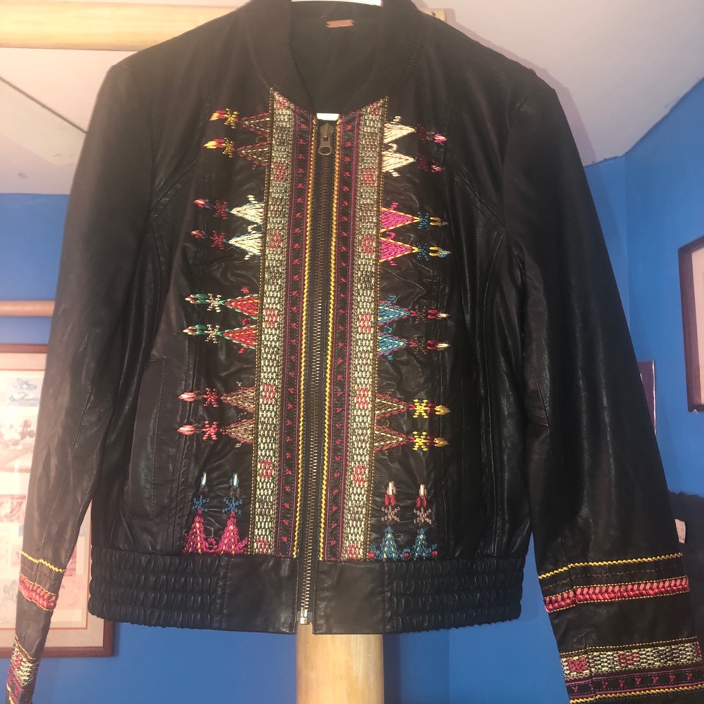 Black leather jacket from Free People